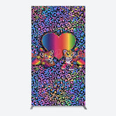 Lofaris Colorful Tiger Couple Heart Graffiti Rectangle Backdrop